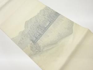 リサイクル　手織り紬すくい織湖畔模様織出し袋帯